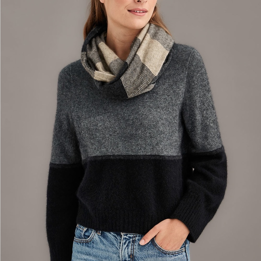 Navy and Gray Merino Scarf